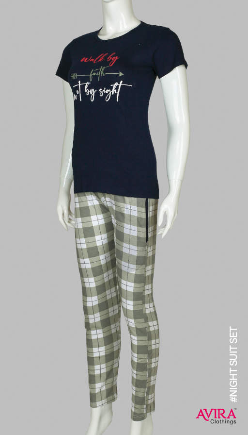 Photo 2 of 3 - Ladies Night Suits (Navy Blue & Grey) Your Perfect Companion for Restful Nights | Avira Clothings