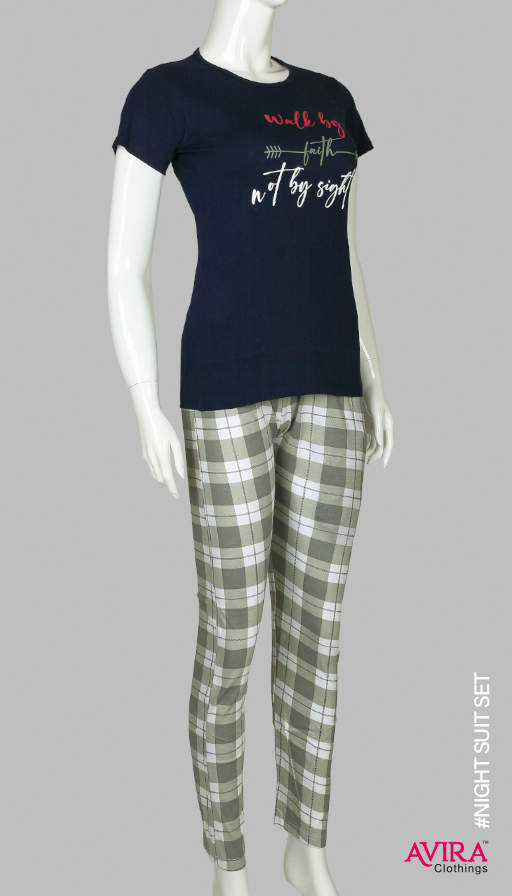 Photo 1 of 3 - Ladies Night Suits (Navy Blue & Grey) Your Perfect Companion for Restful Nights | Avira Clothings