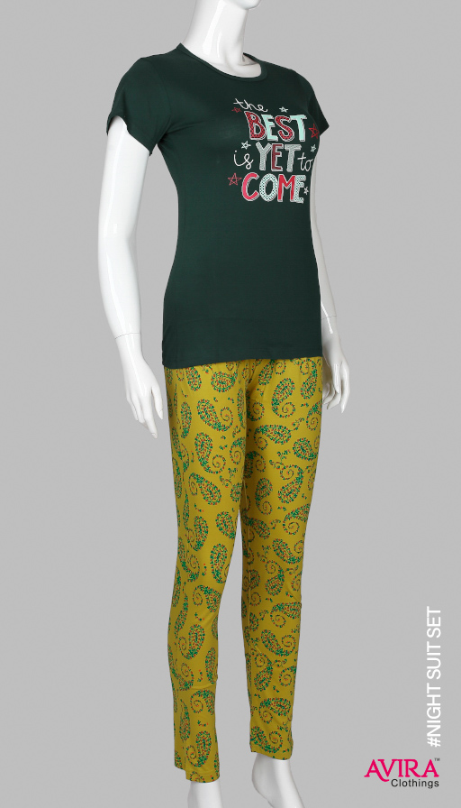 Photo 2 of 3 - Women's Pajama Set from Avira - Soft Cotton Sleepwear with Fun Prints - Perfect for Lounging and Relaxing, Short Sleeve Top and Matching Pants - Available in Various Colors & Sizes - Enjoy a Good Night's Sleep! | Avira Clothings